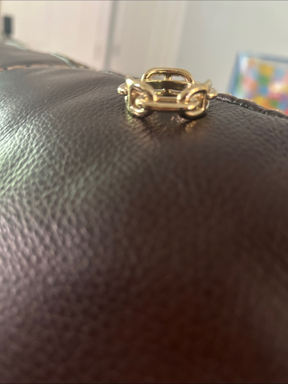 Hermes Gold-Tone Chain Link Scarf Ring - Picture 3 of 5